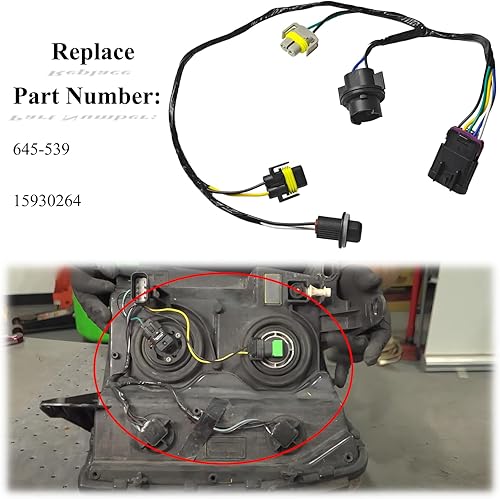Miniatura 3 de Conjunto de arnés de cableado de faros delanteros compatible con Chevy Malibu 2008 2009 2010 2011 2012 Reemplaza 645-539 15930264