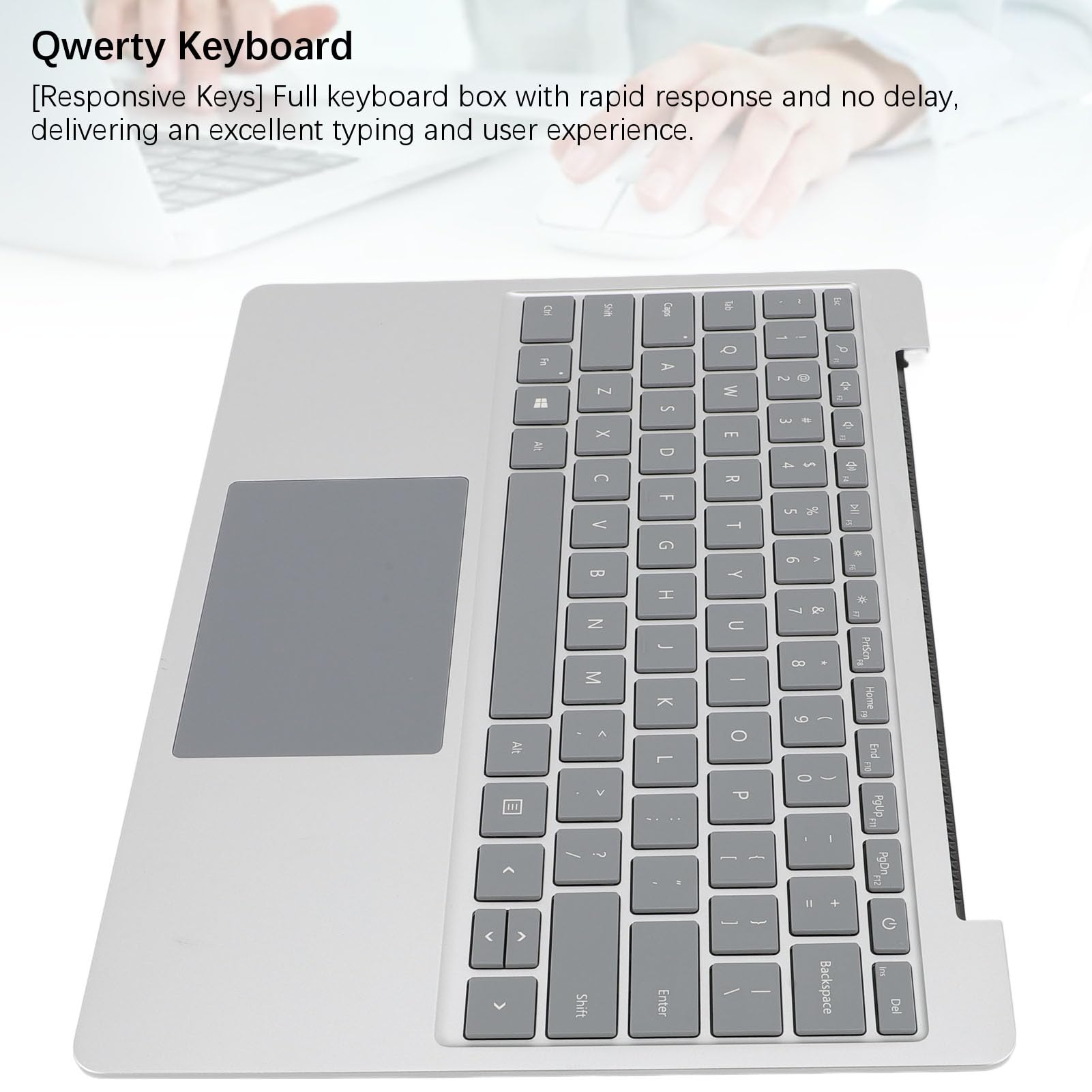 Tastiera Touchpad per Laptop, Layout Qwerty di Ricambio OEM per Go 1943, Tasti Reattivi per Studenti e Professionisti, Argento