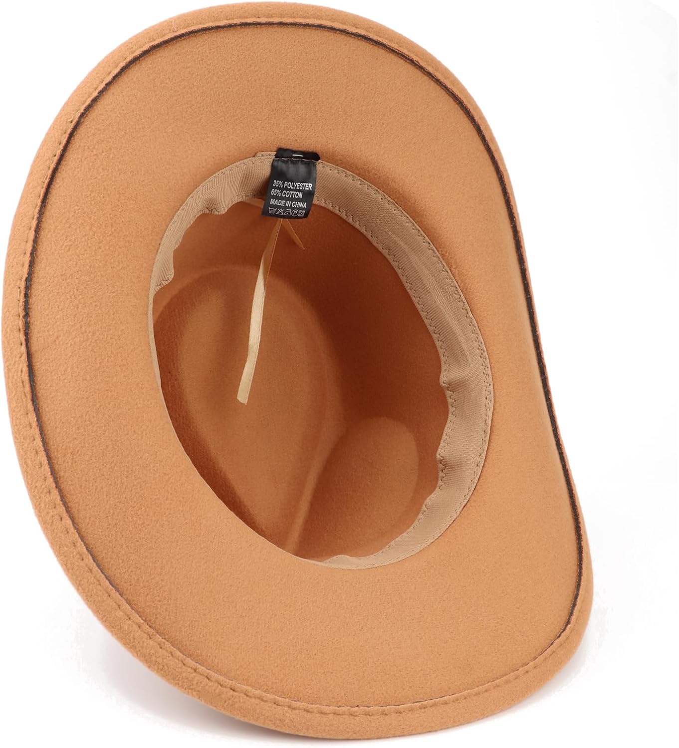 DRESHOW Women Men Classic Felt Wide Brim Western Cowboy & Cowgirl Cap Belt Buckle Retro Panama Hat Unisex Rolled up Caps