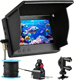Fischfinder, Unterwasserkamera Angeln, 1080PHD, 4.3 Zoll IPS Display, 2000 Helligkeit, IP68 Wasserdicht mit 30m Kabel, Weitwinkel IR Nachtsicht, 5000mAh Akku, Type-C Schnellladung für Eisfischen, Boot