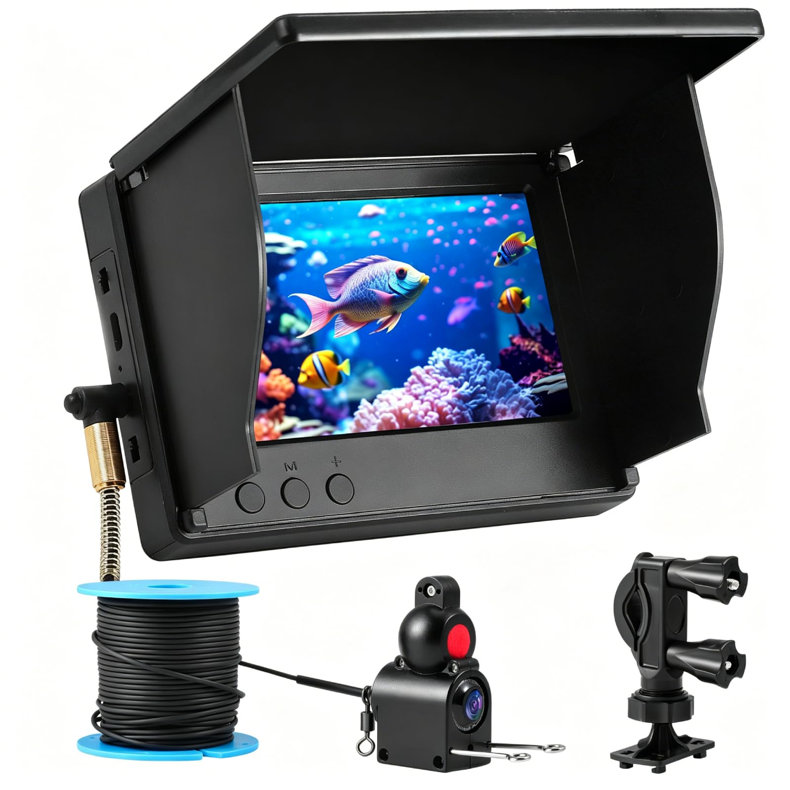 Trovatore portatile con display IPS da 4,3" e fotocamera da 30 m, fotocamera subacquea con visione notturna a infrarossi e batteria IP68, 5000 mAh, ideale per pesca in mare, mare, mare, fiume e