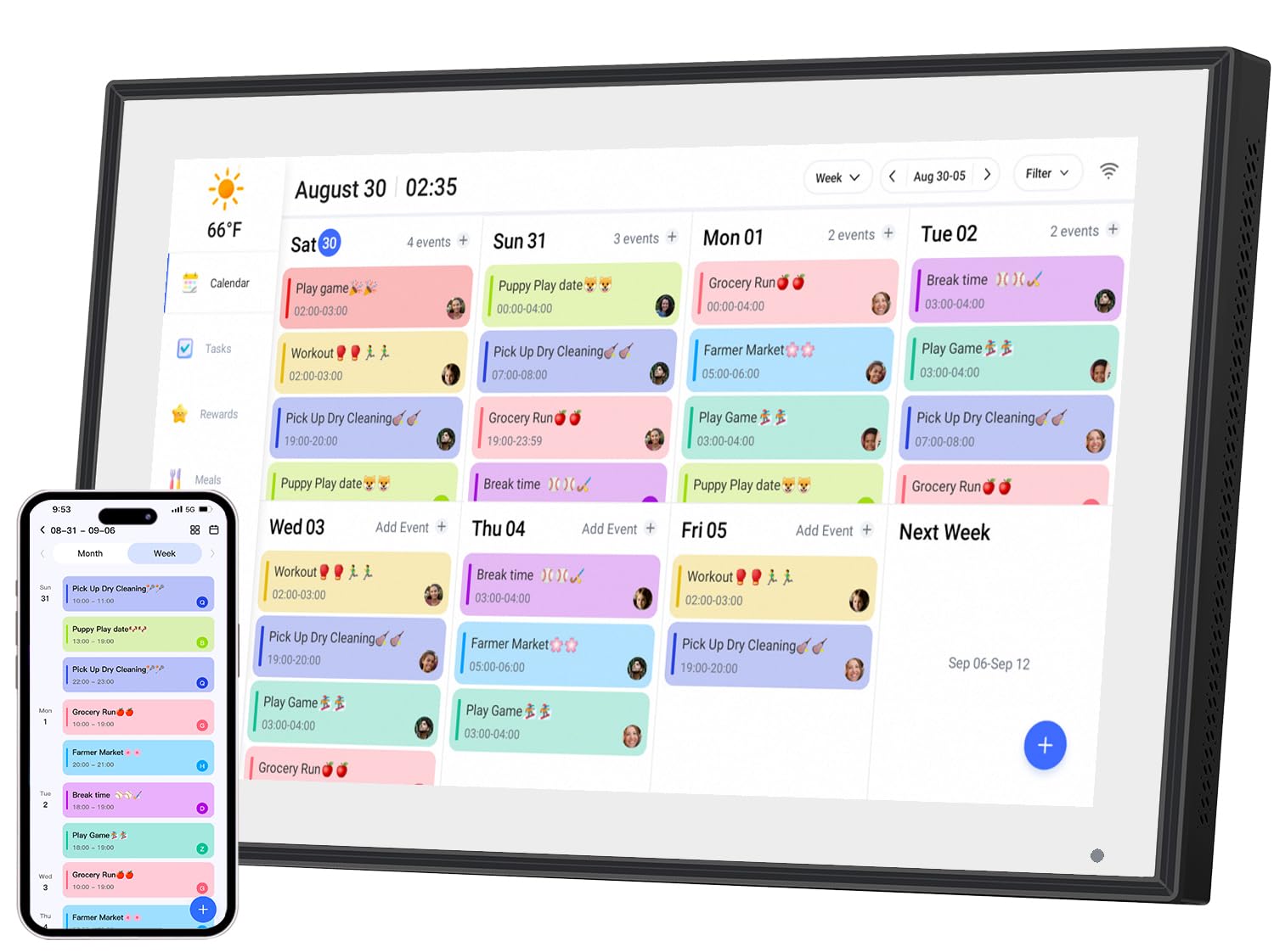 10.1 inch Digital Calendar & Chore Chart,Smart Touchscreen Interactive Display for Family Schedules, Wall & Desk Mountable, Digital Photo Frame
