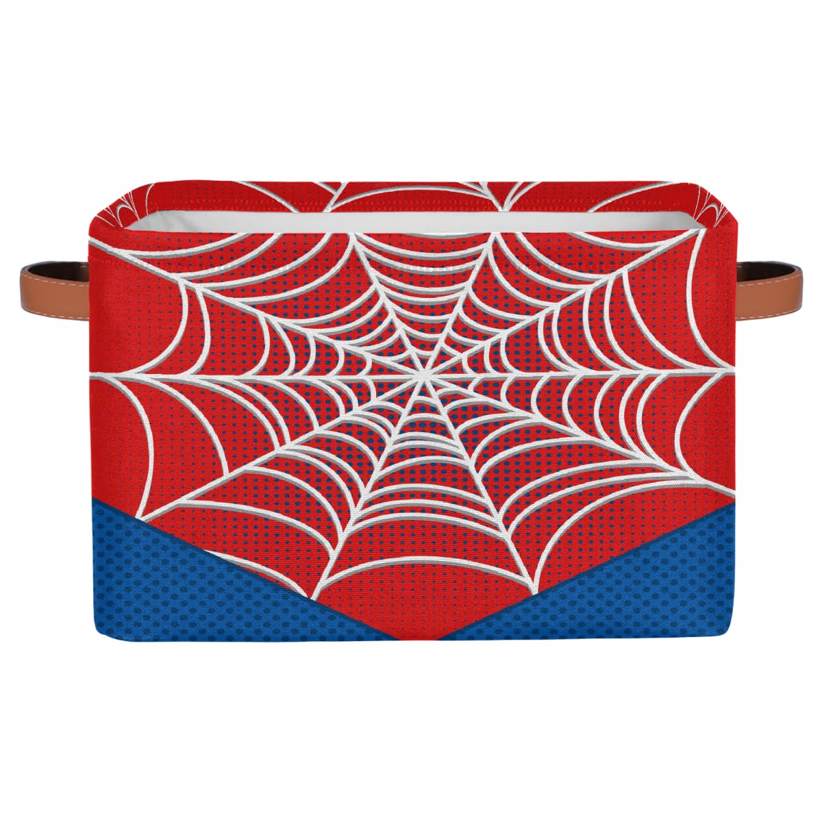 Red Spider Web Storage Baskets, Large Foldable Rectangle Organizer Storage Box Bin with Sturdy Handles for Kids Toys, Clothes, Book, Home & Nursery Decor, Gift Basket