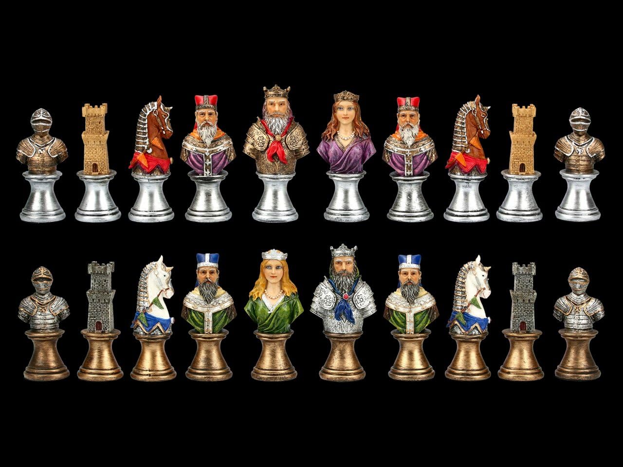 Veronese - Figuras de ajedrez medieval (32 figuras de hasta 7 cm de altura)