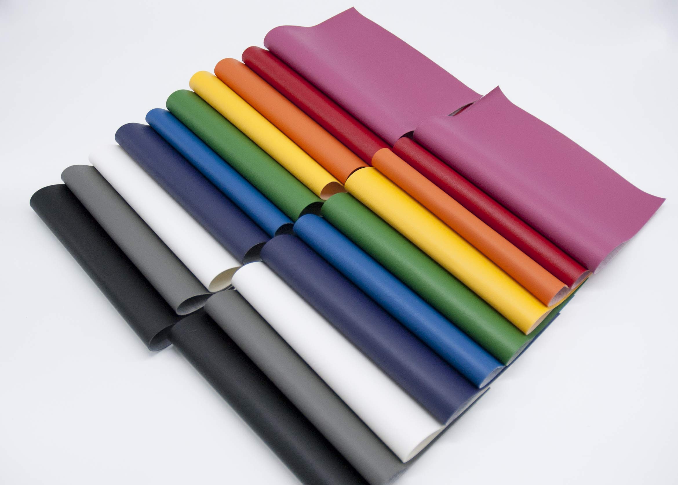 Hudson Textiles Faux Leather Sheets (8" x 10") 20 Assorted Colored Sheets - No-Fray Vinyl Craft Leather for Embroidery and DIY Projects - Easy to Use, Cut and Store - Durable Knit Backing