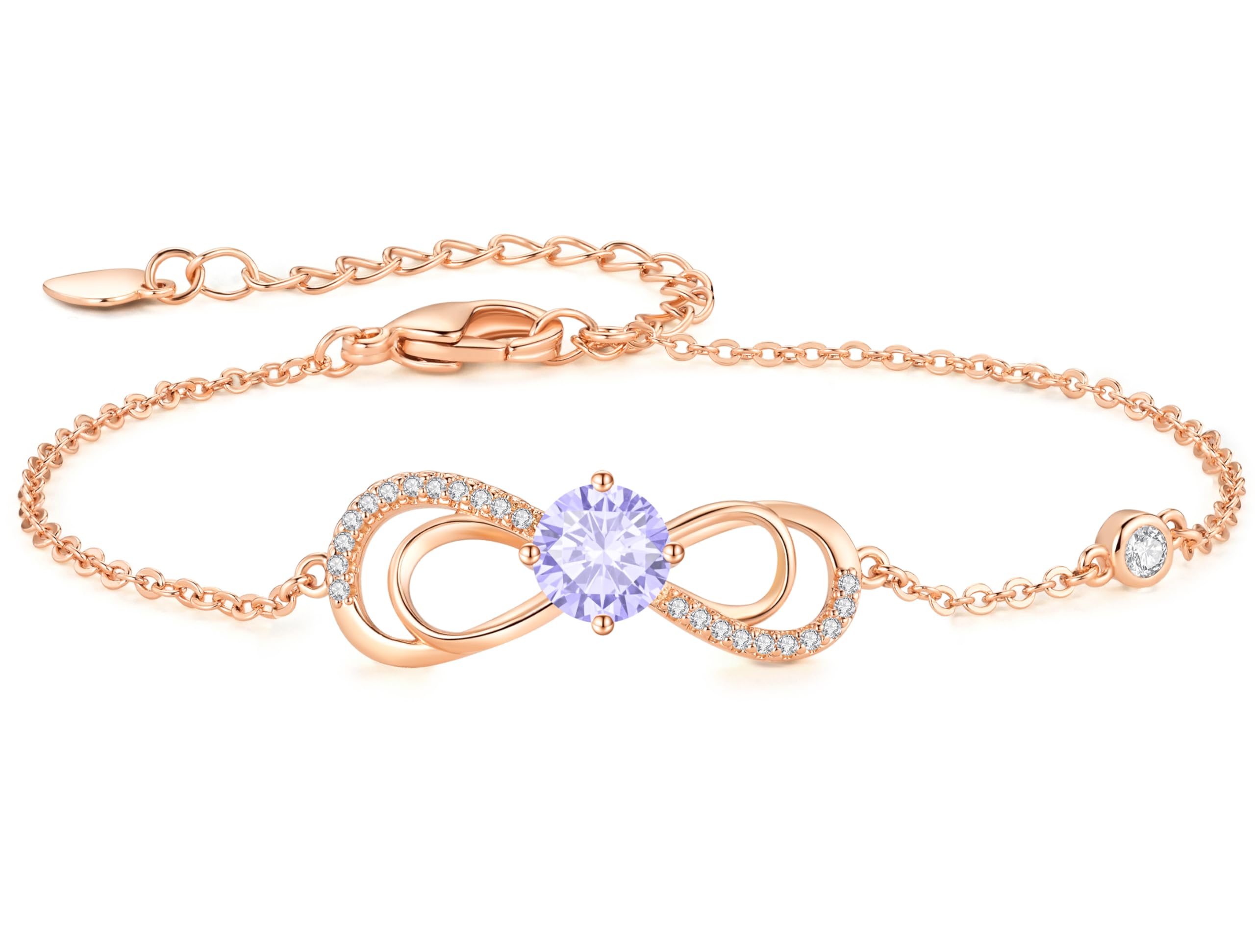 CDE Infinity Armband Damen Herz Geburtsstein Armkette Rosegold Kristallen Armkette Schmuck Muttertag Valentinstag Weihnachtsgeschenke Geburtstag Geschenke für Frauen Freundin Mama