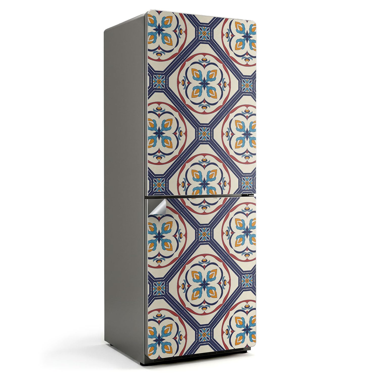 Sticker frigo 70x190 cm pour relooker une cuisine au motif géométrique