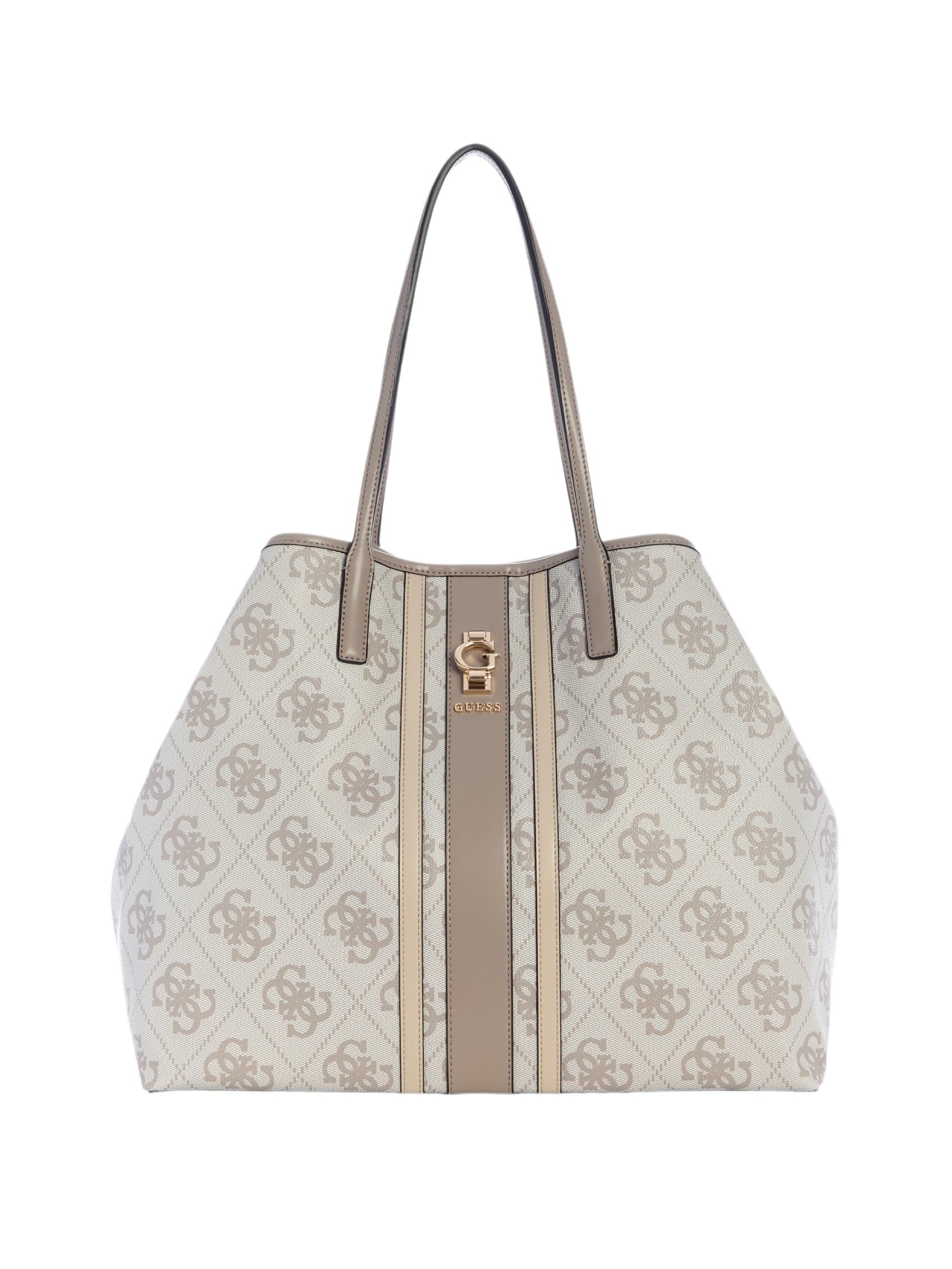 GUESS Shopper Erenia 2 in 1 Tote Dark Taupe Logo weiß