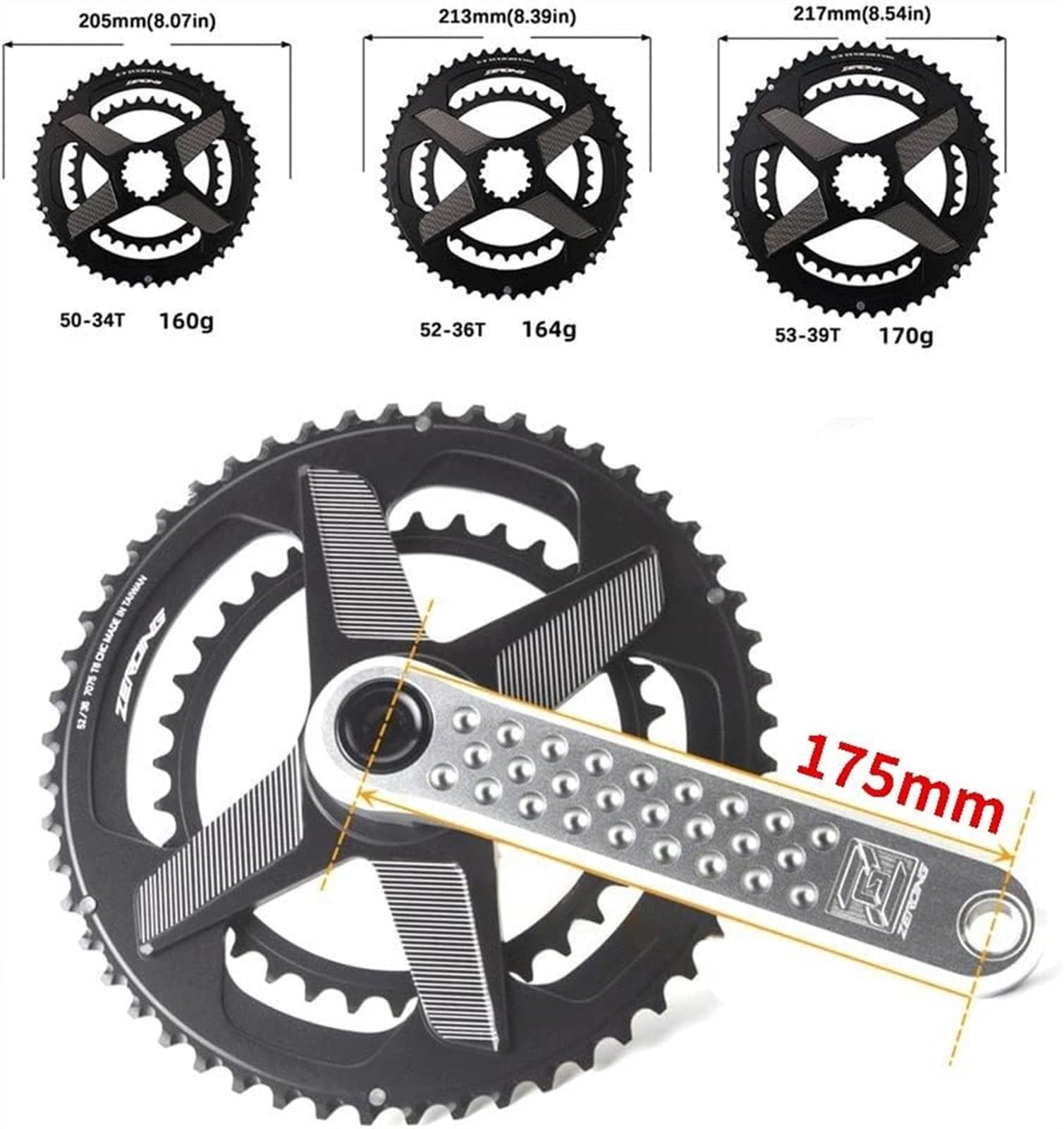 Amazon.co.jp: ロードバイククランクセット 50-34T/52-36T/53-39T