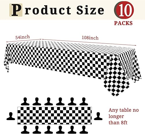 Miniatura 2 de Paquete de 20 manteles rectangulares de plástico a rayas rojas, impermeables, de 54 x 108 pulgadas, desechables de carnaval, circo, clásico, rojo y