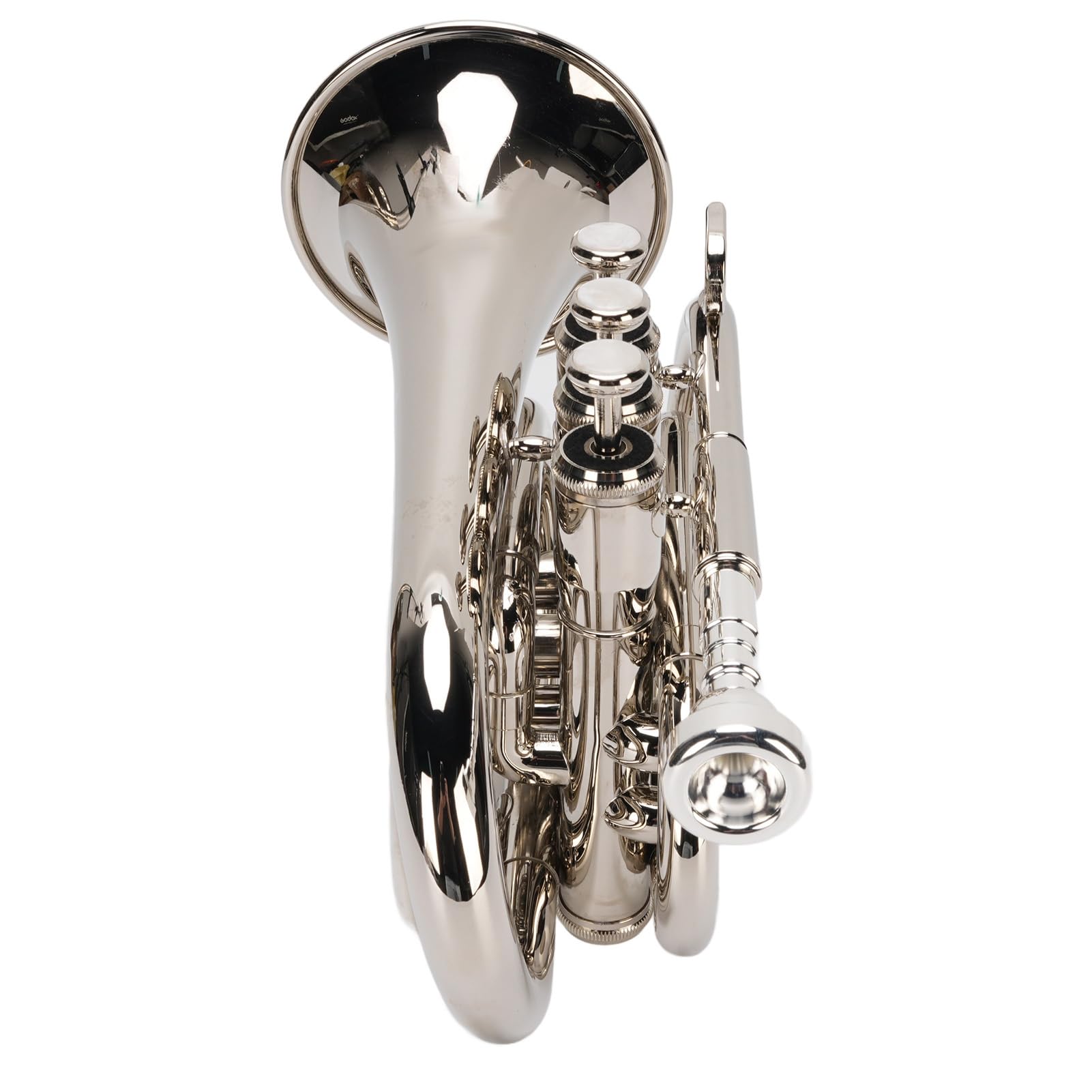 Bb-Trompete, N plattierte Basstrompete Ergonomische tragbare Bb-Taschentrompete für Anfänger, Studenten, Reisende und Profis, doppeltes Entwässerungsventil
