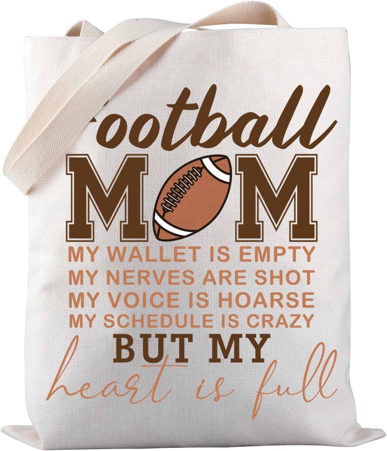 PWHAOO Football Mom Tote Bag - Green and White - Medium - Perfect for Football Moms & Everyday Use