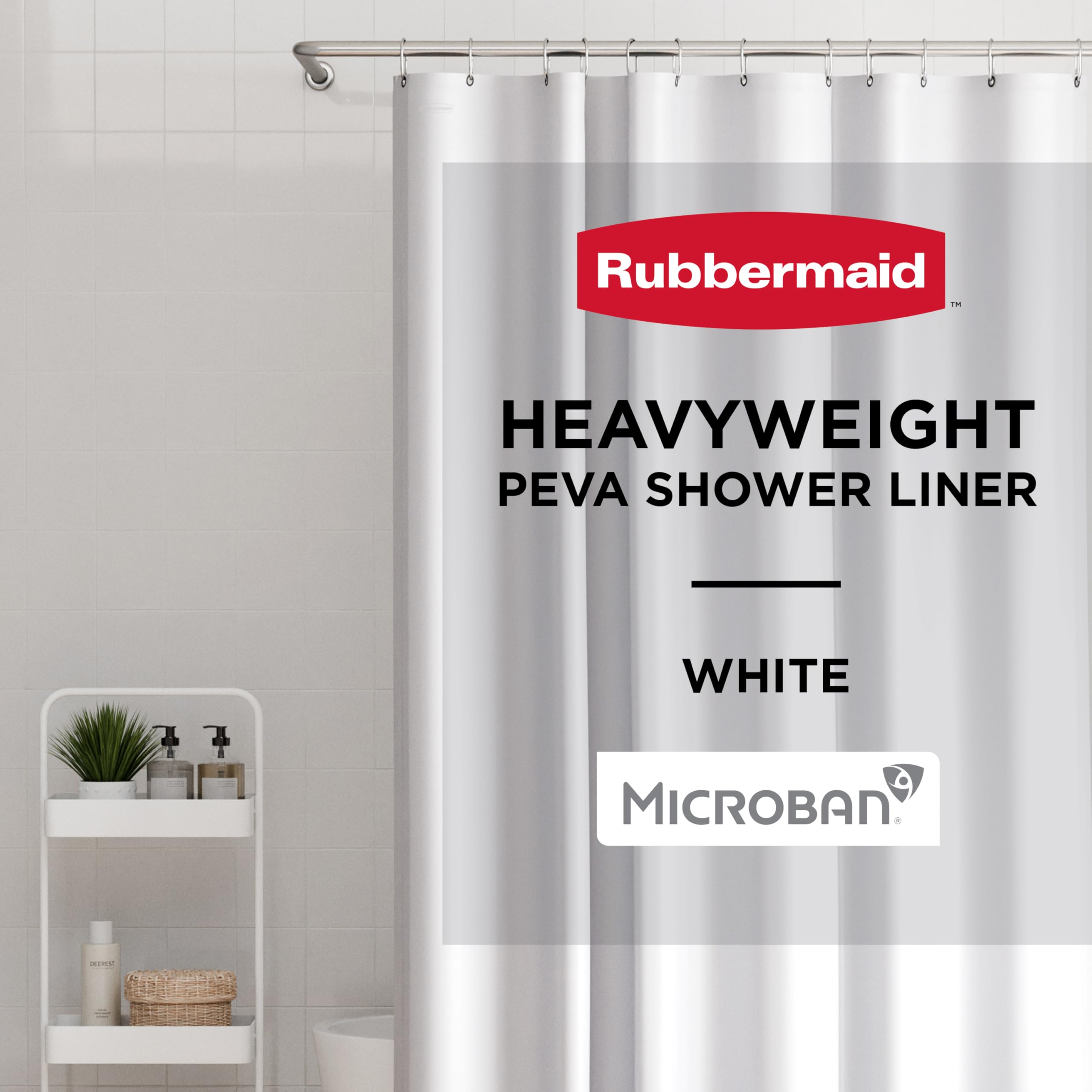 Rubbermaid White Shower Curtain Liner - bathroom accessories | Mubboo
