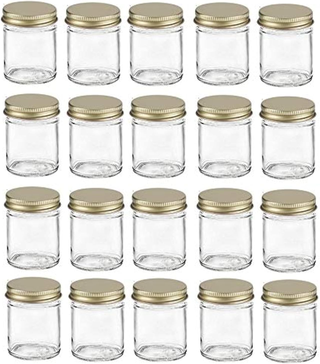 Nakpunar 20 pcs 2 oz Straight Sided Glass Jars with Plastisol Lined Lids (White, 20)