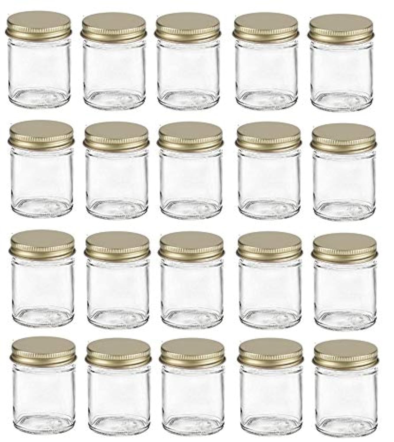Nakpunar 20 pcs 2 oz Straight Sided Glass Jars with Gold Metal Lids (Gold, 20)