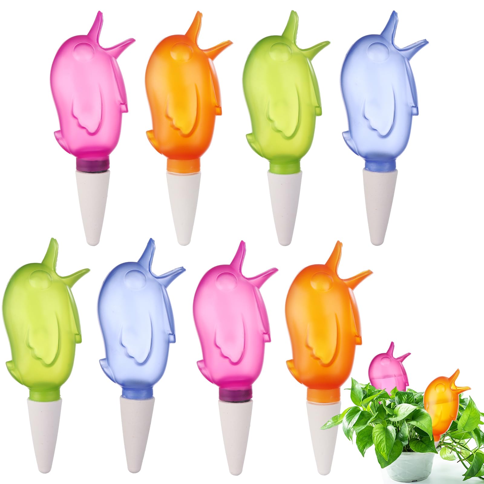 8 Pack Self Watering Spike,Plant Watering Globes Automatic Drip Irrigation Self-Watering Stakes Moist Roots for Indoor Outdoor Plants,Bird Shape