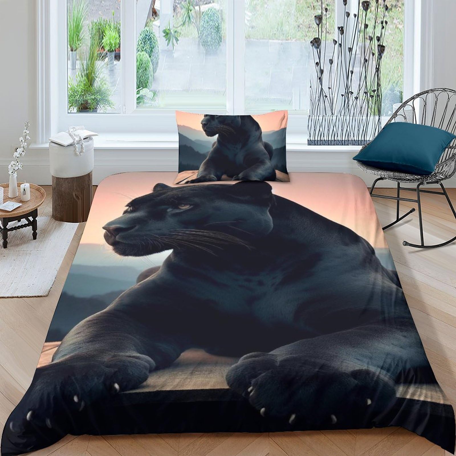 Housse de couette animaux sauvages pour chambre d'enfant et ado