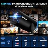 [Apps intégrées & 2026 Upgraded] Mini Vidéoprojecteur Supporte 4K 1080P avec 5G WiFi 6 Et BT 5.2 Le Projecteur Soutien Rotation 180° Portable Projecteur Video Applicable Laptop/HDMI/TV Stick,Blanc - 3
