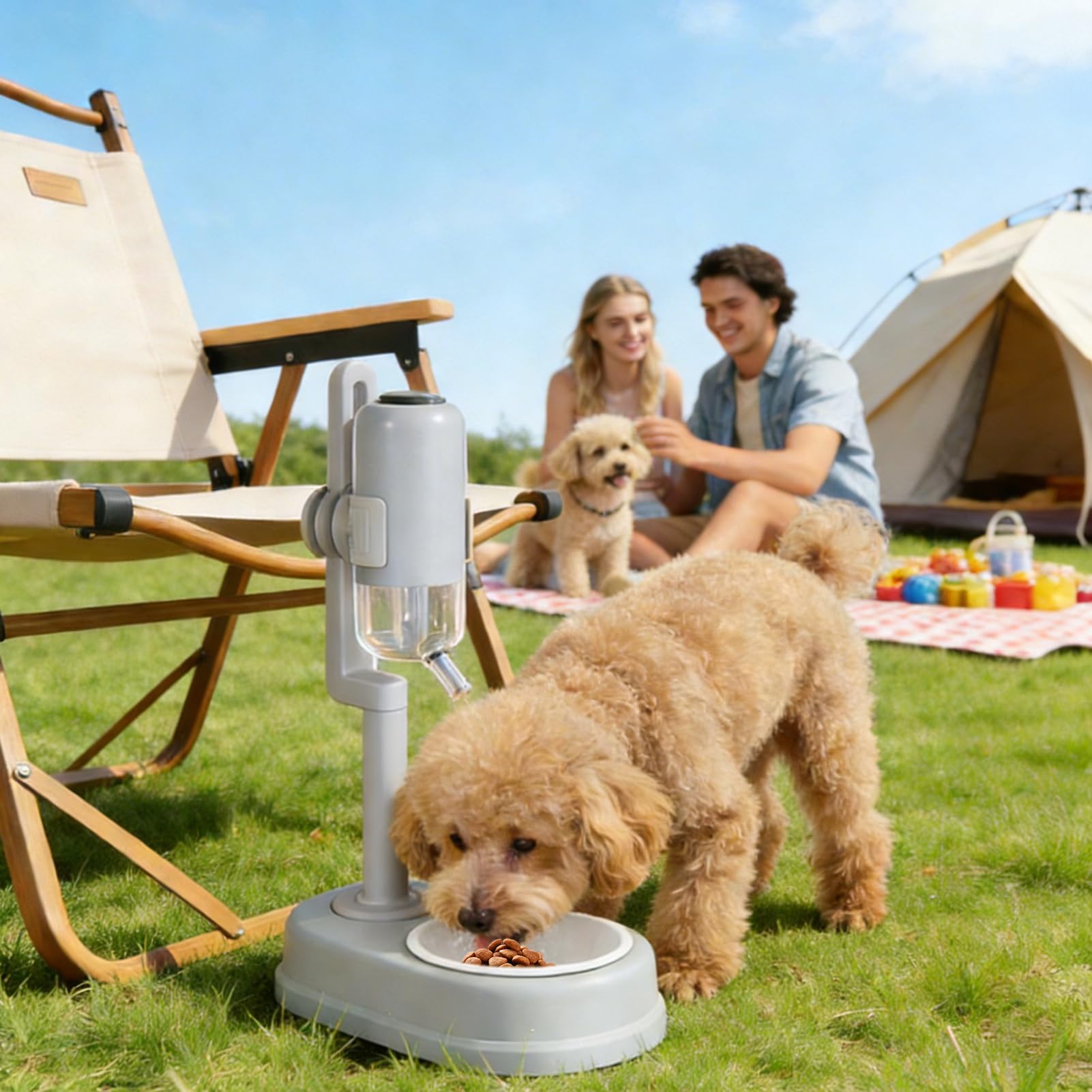 Wasserspender Für Katzen Höhenverstellbarer Trinknapf für Hunde | 750ml Stehender Trinkbrunnen Für Haustiere Geeignet für Kleintiere wie Hamster Kaninchen und