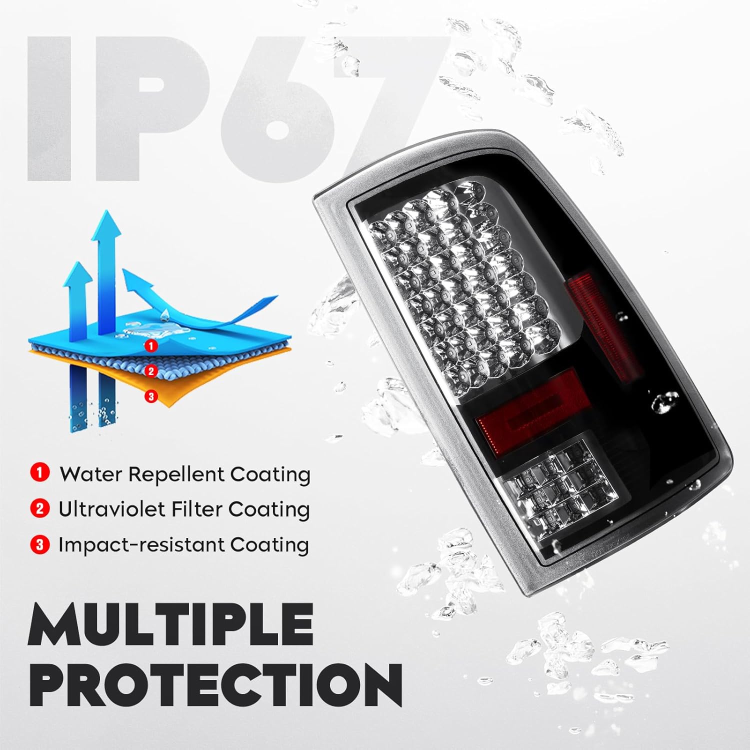 LED Tail Lights Fit for Dodge Ram 1500 2009-2010, 2500 3500 2010, for Ram 1500 2500 3500 2011-2018, 1500 Classic 2019 Taillights Assembly (Only Fit Factory Halogen Version and 921 Reverse Bulb)