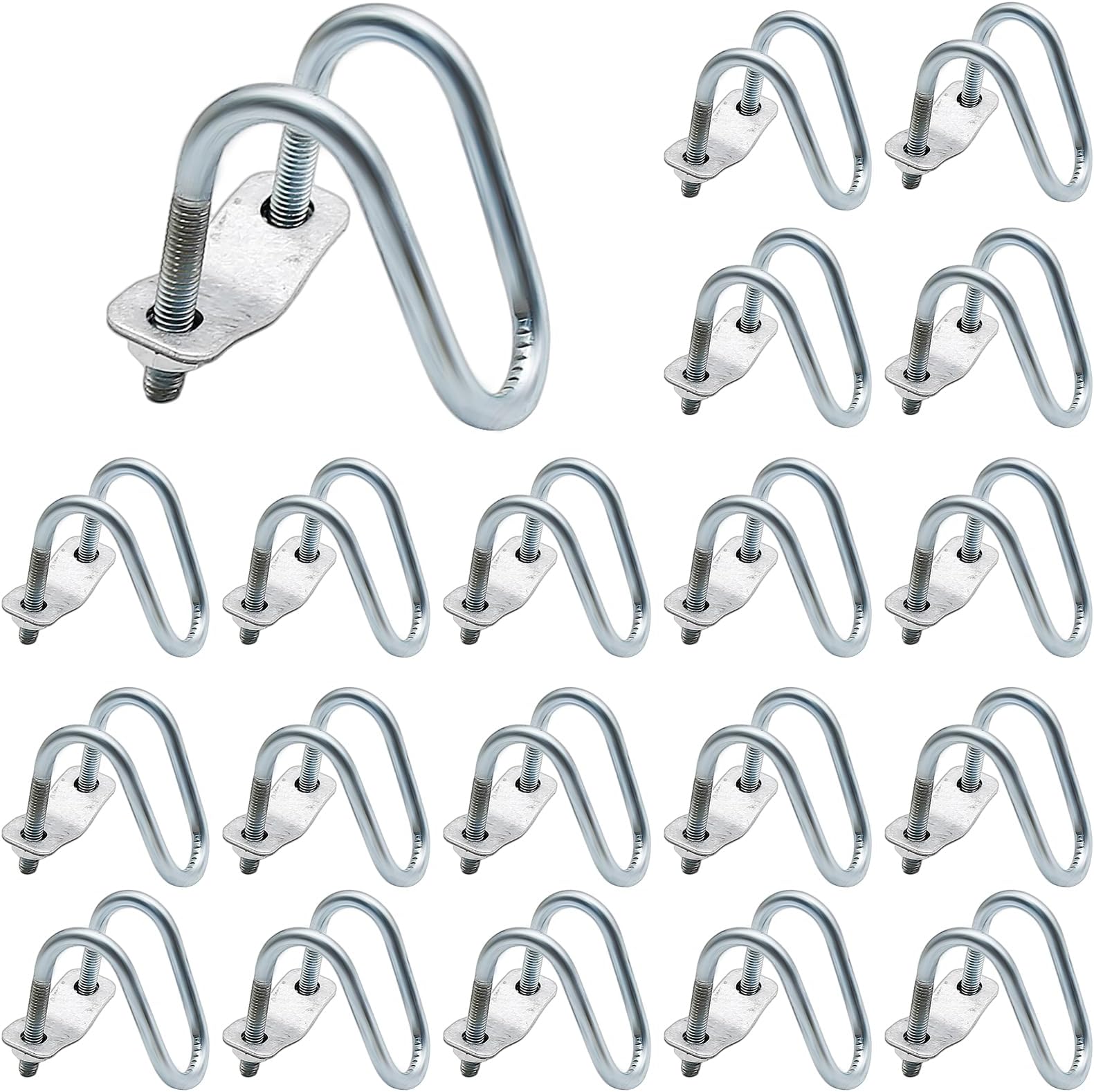 EATAKWARD 20 PCS Cross-Connector Vertical Pipe Clips, U-Type Clips for Farm, Greenhouse, Awning Frame, Top Rail, Fence, Scaffolding Piping, Max Clampable Tube Dia 1