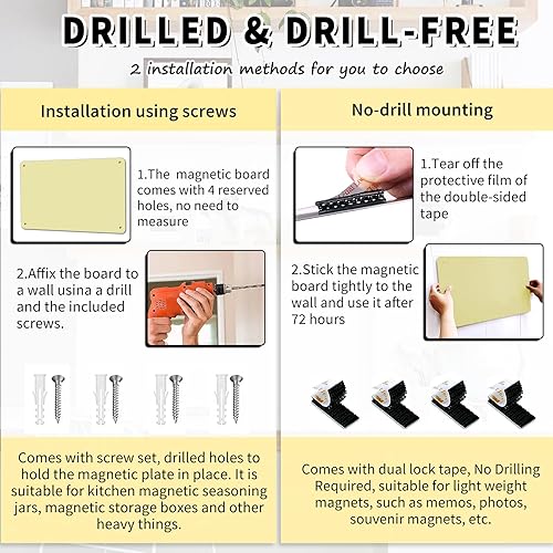 Miniatura 10 de Paquete de 2 tableros magnéticos de 17.5 x 11.4 pulgadas, adecuado para mostrar notas, fotos, letras magnéticas, adecuado para paredes,