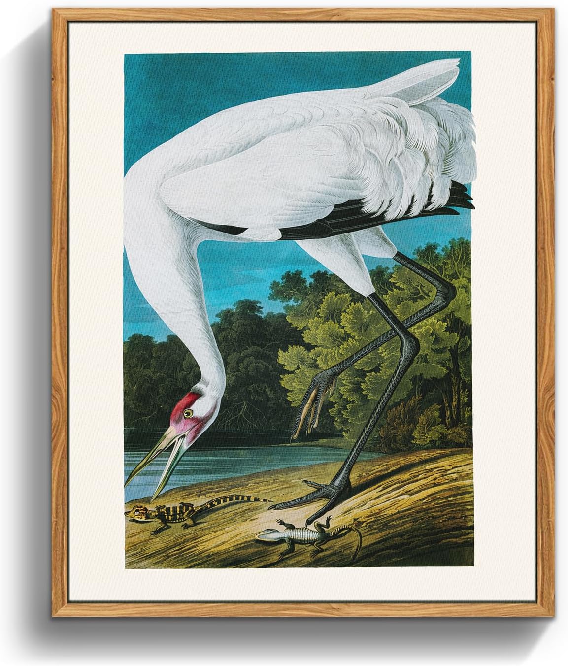 crmotu Vintage Framed Wall Art, Japanese Wall Art, Bird Canvas Art Prints, Animal Tropical White Crane Nature Wall Decor, Still Life Aesthetic Paintings for Living Room Bedroom Kitchen Office 16x24 inch 24"L x 16"W Hooping Crane