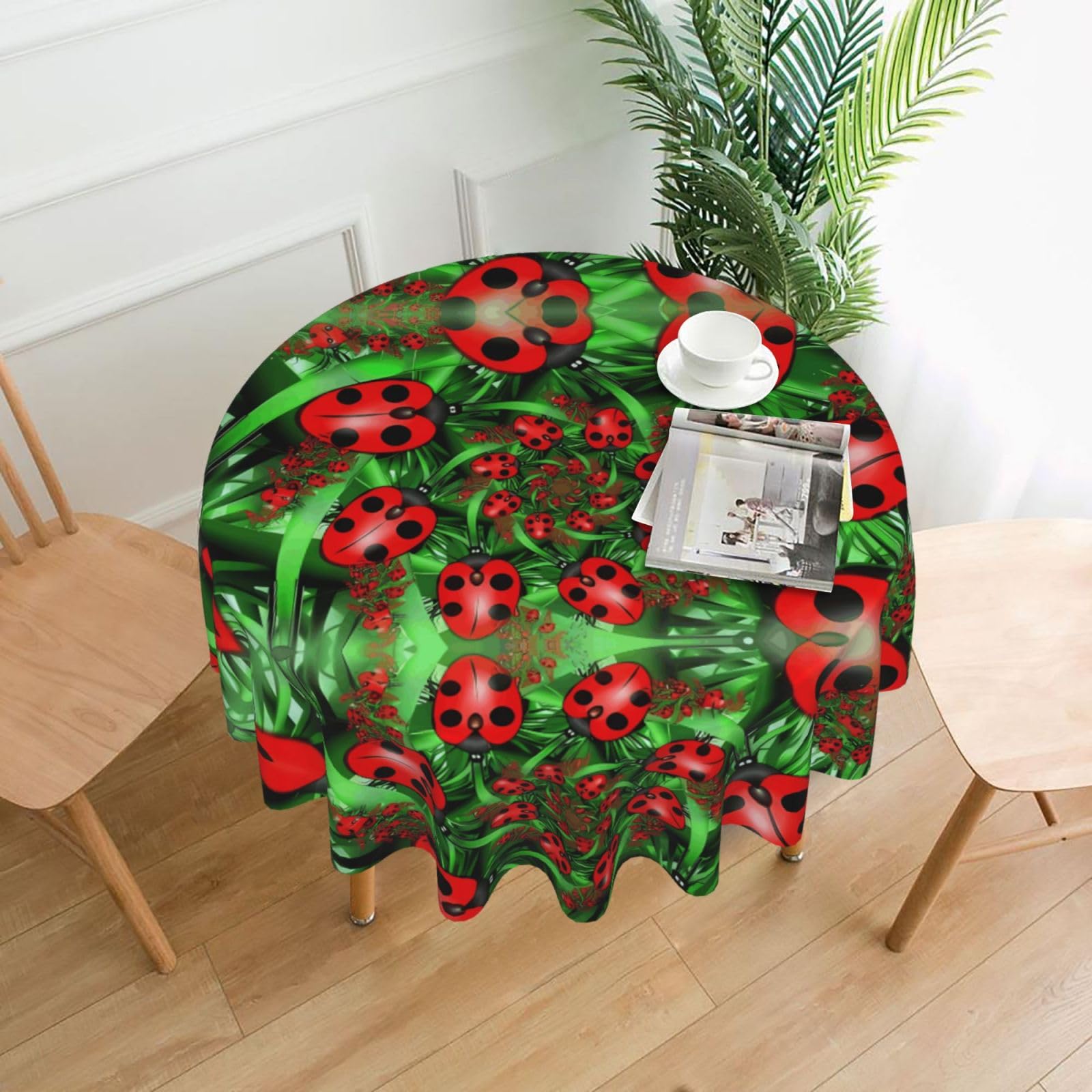hhxvcv Red Ladybug Round Tablecloth – Dining Table Cover