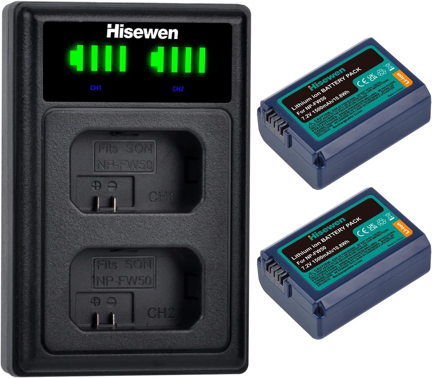 Onshida NPFW50 Akku 2 Pack 1200mAh Batterie Ladegerät für Sony ZVE10 Alpha A6000 A6500 A6300