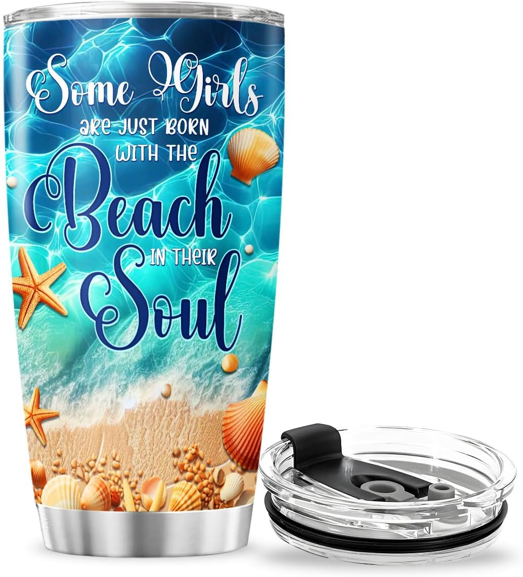 Women Straws Tumblers For Summer Sea Turtle, Beach Gifts, Tumbler 20 Oz With Lid And Straw, Some Girls Beach Souls - Image 4