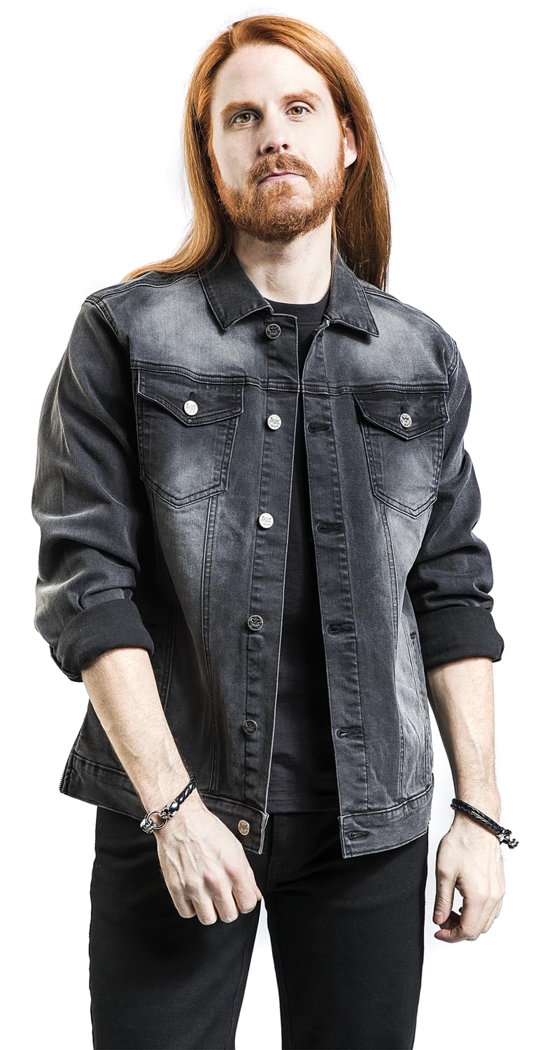 Black Premium by EMP Hombre Chaqueta gris oscuro con bolsillos en el pecho y cinta de botones