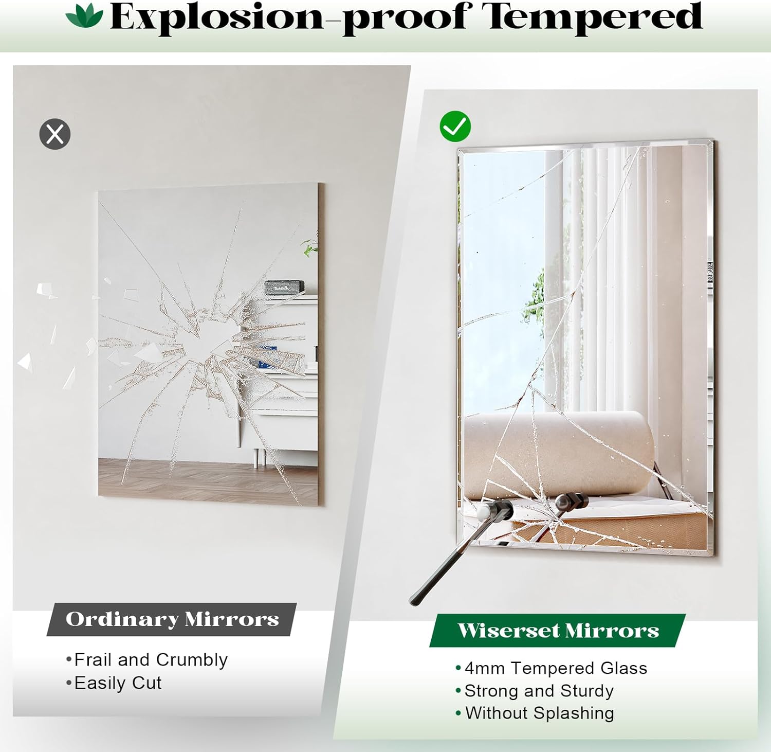Bathroom Frameless Beveled Wall Mirror, 28"x50" Frameless Rectangle Large Wall Mirror for Over Sink, Vanity Mirrors for Entryway, Living Room, Dinging Room, Hangs Horizontally or Vertically