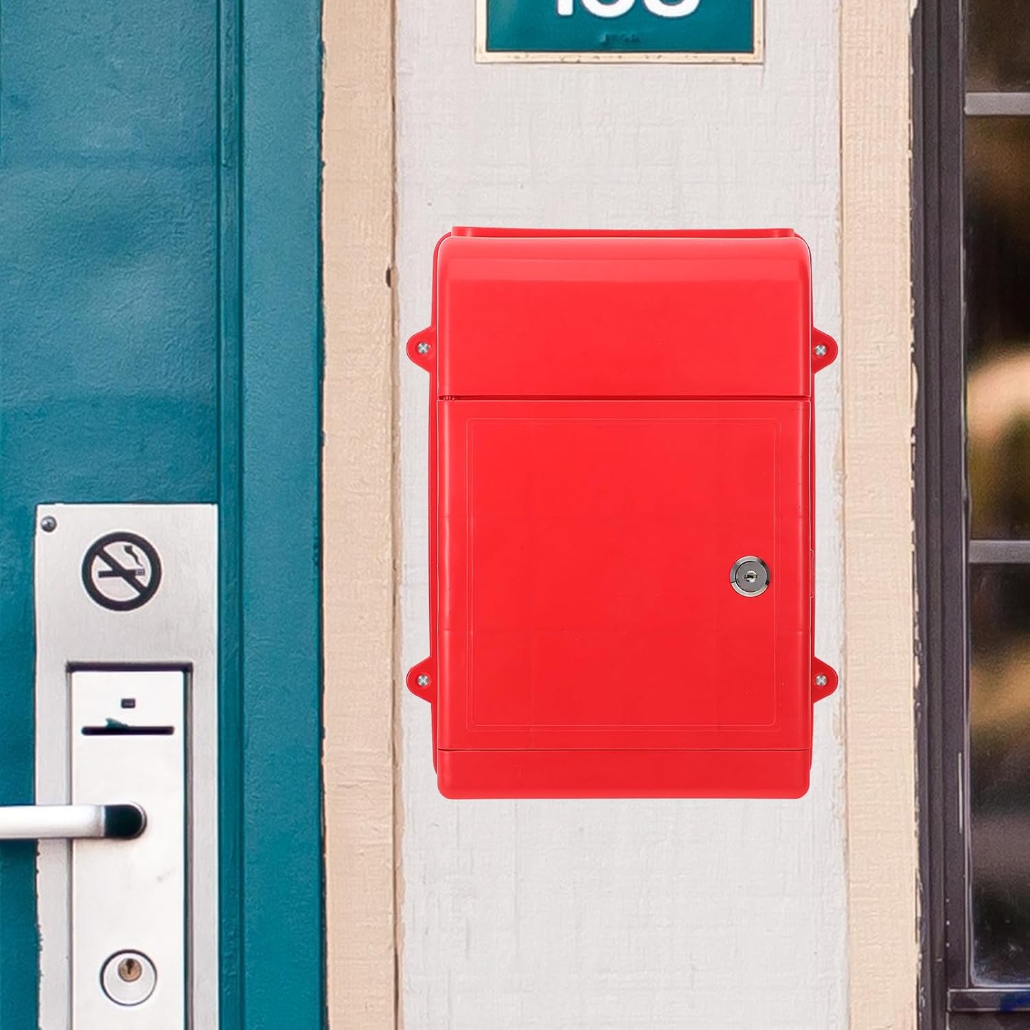 Outdoor Wall Mount Mailbox with Lock, Red Plastic Letter Collection Box for Home, Weatherproof Mailbox for Letters and Newspapers, Wall-Mounted Mail Storage Box