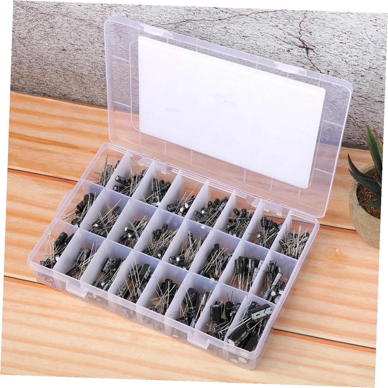 CHILDWEET 500pcs Electrolytic Capacitor Assortment Kit Values Premium Aluminum Radial Capacitors with Clear Plastic Storage Box for Industrial Electrical Repair