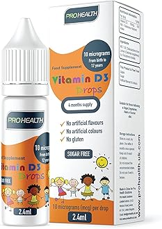 ProHealth 10 UG 120 Drops- Daily Vitamin D3 Supplement for Infant and Young Children