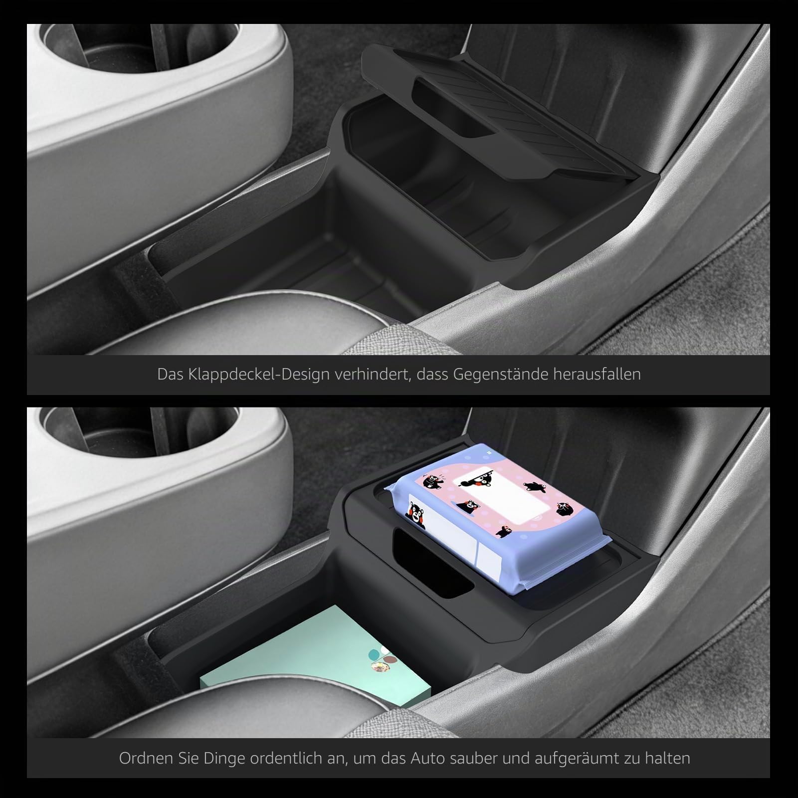 Für Tesla Model Y Juniper 2026 2025 Mittelkonsolen-Organizer, TPE Unterer Aufbewahrungseinsatz, rutschfeste Innenaufbewahrungsbox für Model Y Juniper Standardversion