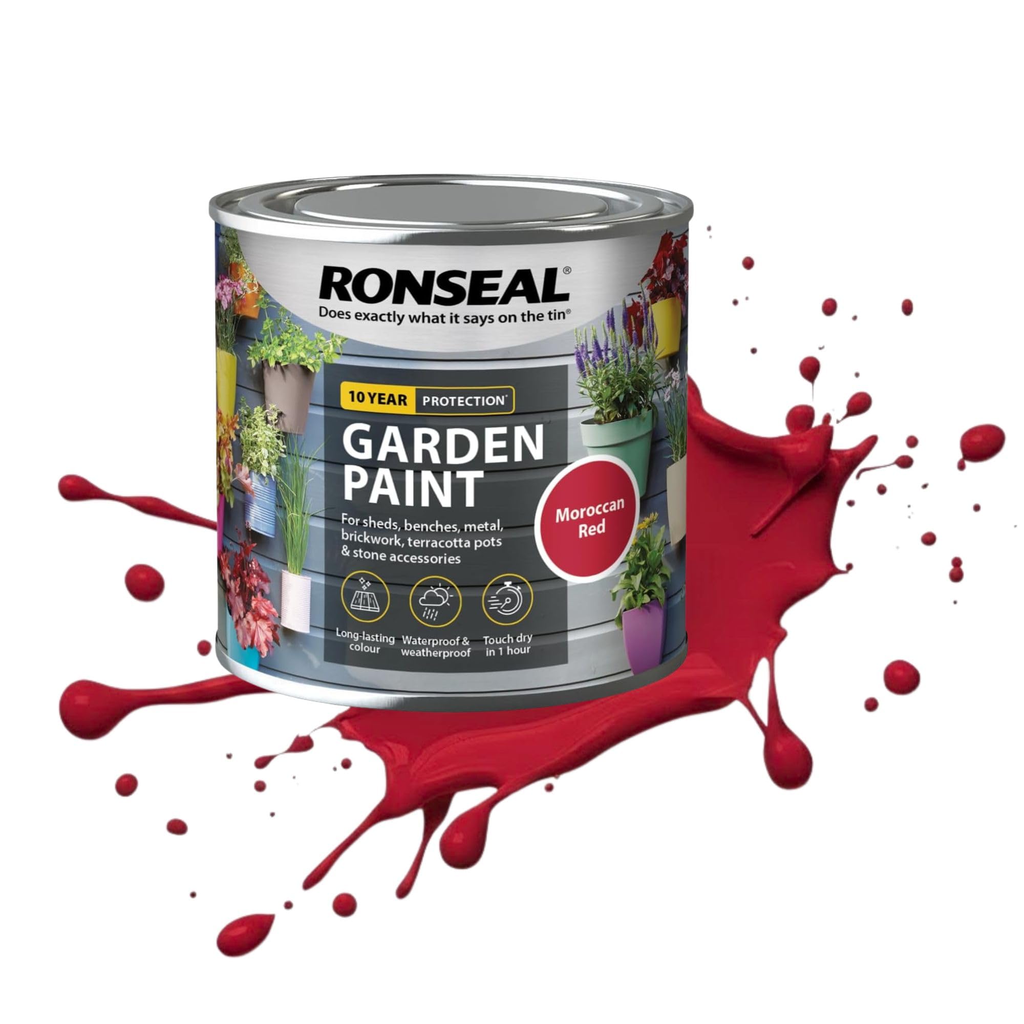 AOC24 750ML Garden Paint Moroccan Red, Water Based Outdoor Paints, Long Lasting Weather Resistant, Fast Drying Color for Wood, Bricks, Pots, Anti Crack Peeling DIY Paint (Moroccan Red, 750 M L)