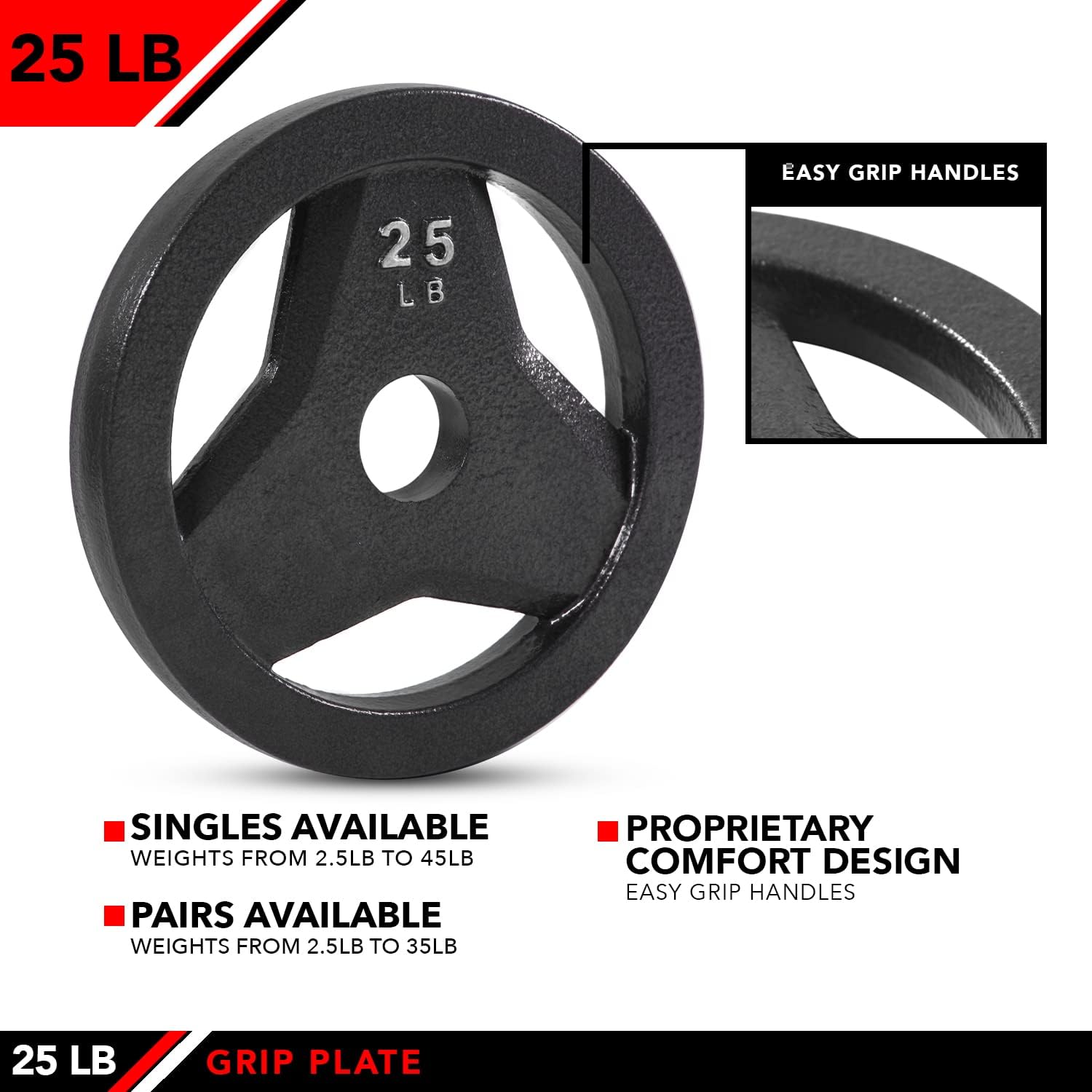 JFIT Olympic 2 Inch Grip Plates and Bumper Plates for Barbell - Single Weights or Sets of 2 (Muliple Weights)