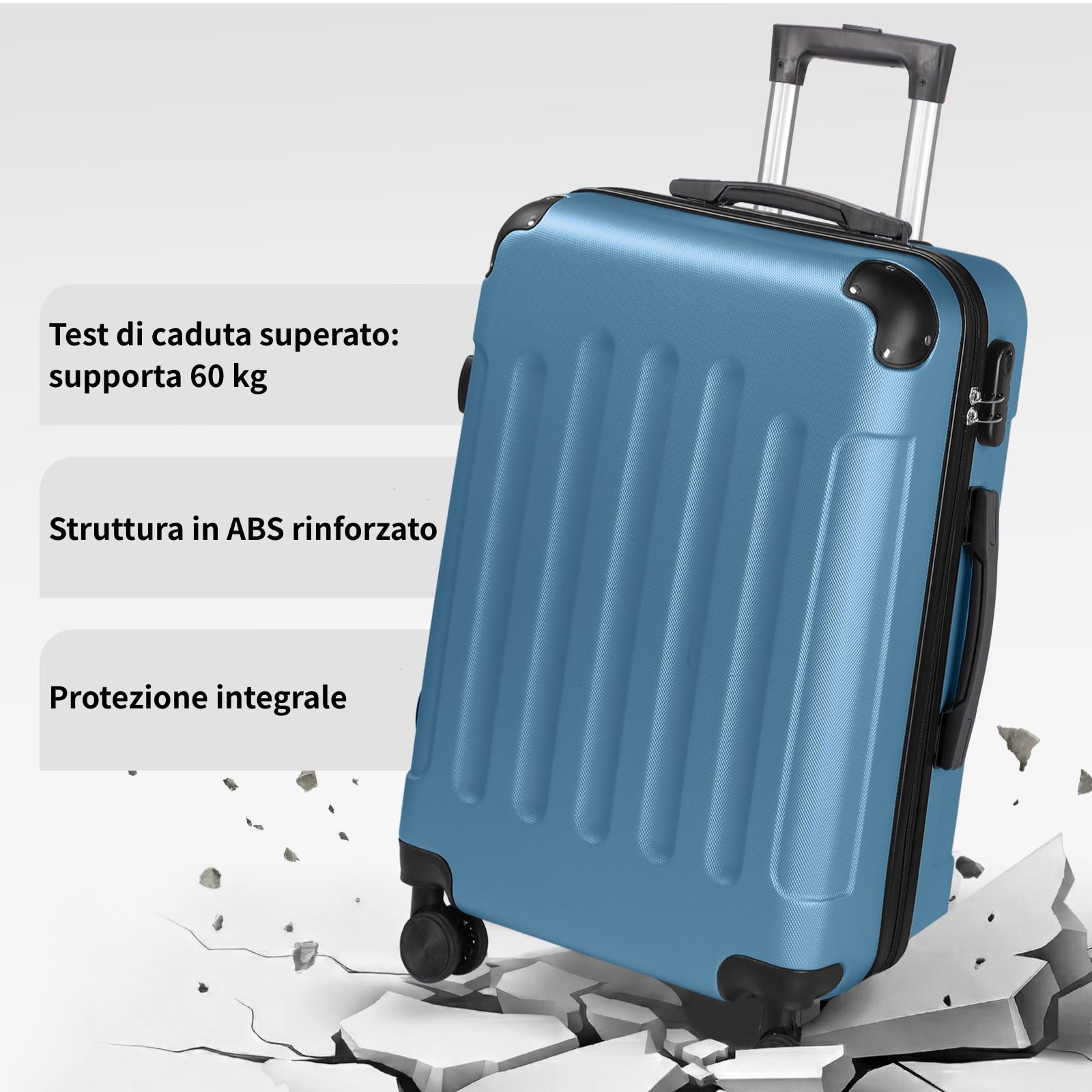 LEADZM Set di Valigie Rigide 4 Pezzi con Beauty Case (Blu marine)