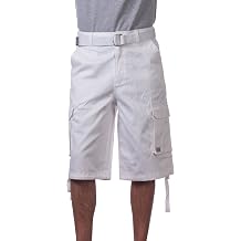 Pro Club Mens Cotton Twill Cargo Shorts with Belt - Regular and Big & Tall Sizes