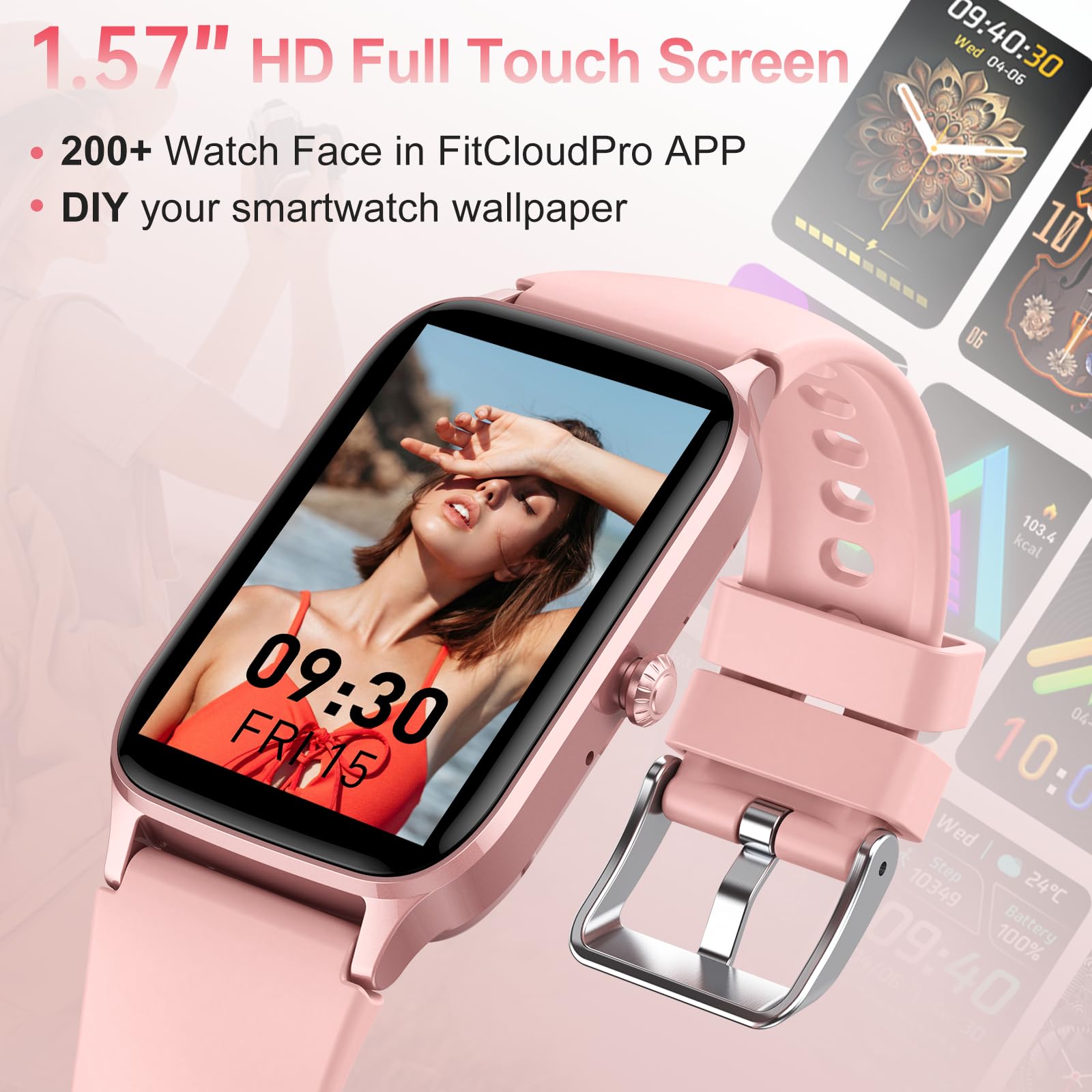 Smartwatch Uomo Donna, 1.57" HD Orologio Smartwatch con Effettua/Risposta Chiamate, 110+ Modalità Sportive Smart Watch con Cardiofrequenzimetro/Sonno/Contapassi, IP68 Orologio Fitness per iOS Android