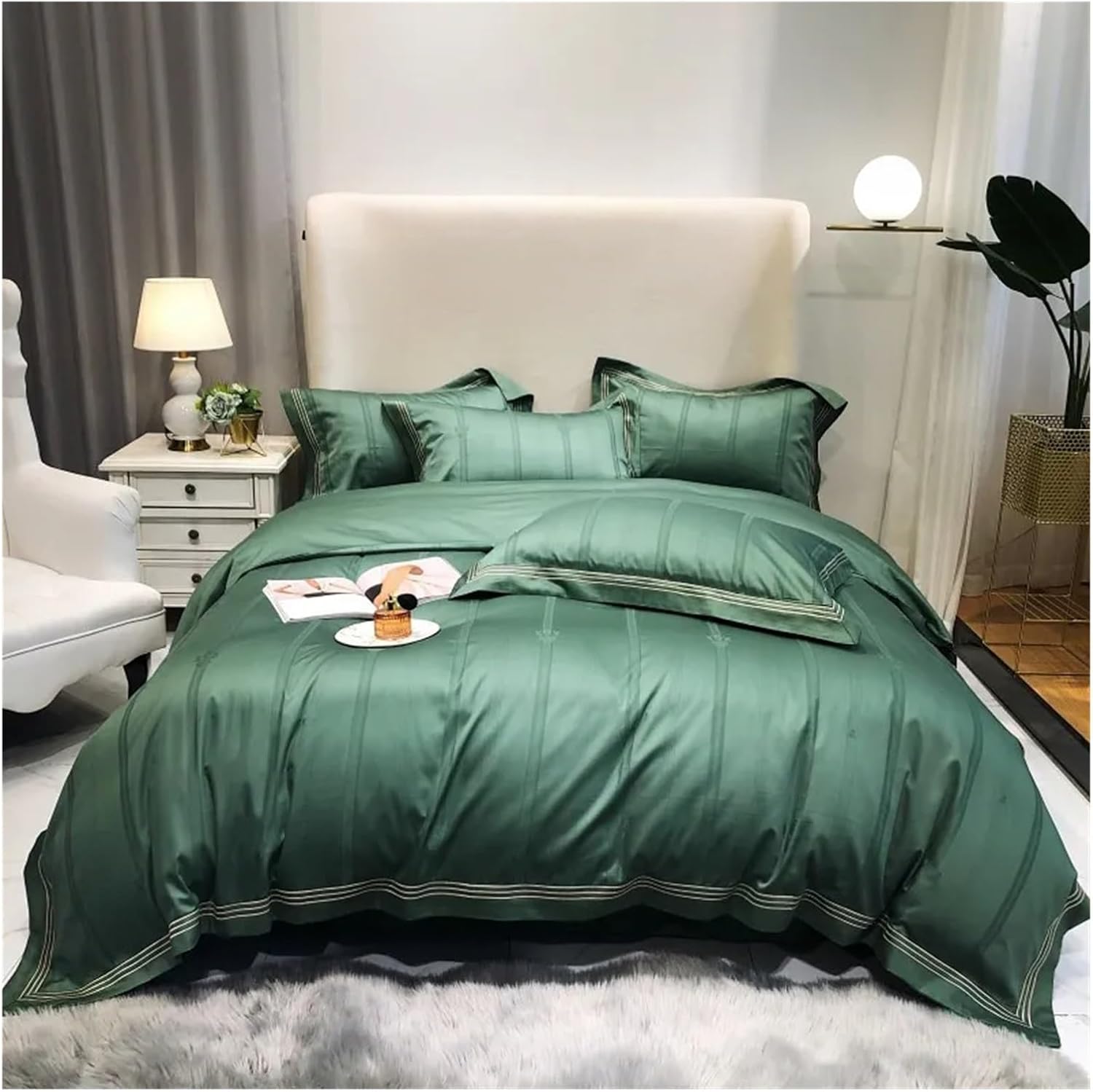 Zixmix Green 1000TC Egyptian Cotton Comforter Bedding Set