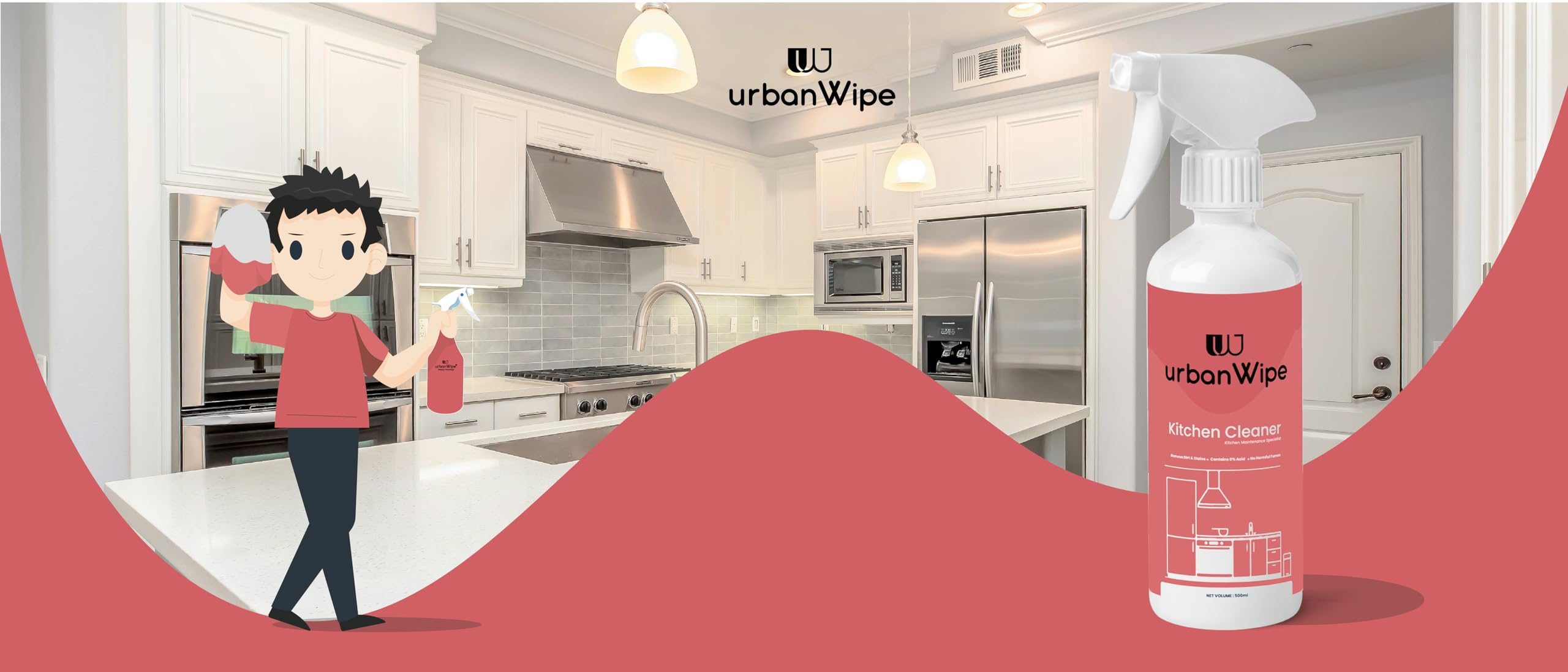 urbanWipe Kitchen Cleaner Spray Combo Pack | Suitable for all Kitchen Surfaces, Gas Stove, Countertop, Tiles, Chimney and Sink_(Pack of 2-500 ml each) - Image 9 thumbnail