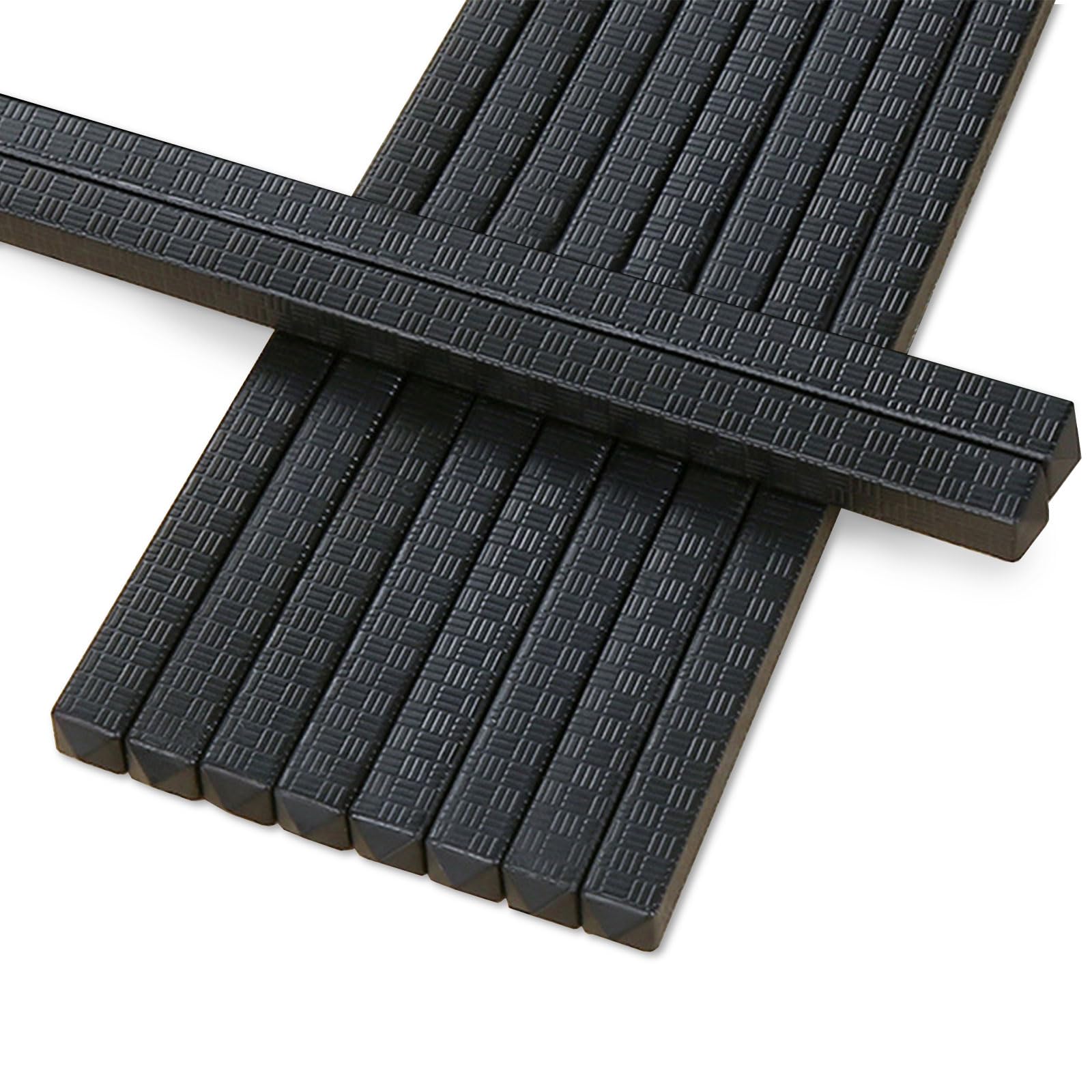 Chopsticks Reusable 5 Pairs Fiberglass Chopsticks Dishwasher Safe Square Lightweight Non-Slip Chop Sticks Set (black)