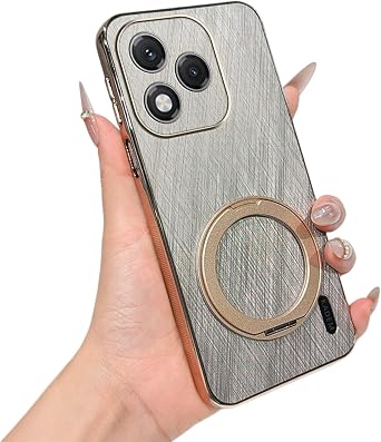 Kickstand Cover for Honor 400 Lite Case Texture Leather Luxury Plating Frame with Foldable Stand Shockproof Phone Case Compatible with Honor 400 Lite Protective Shell for Men Women 1