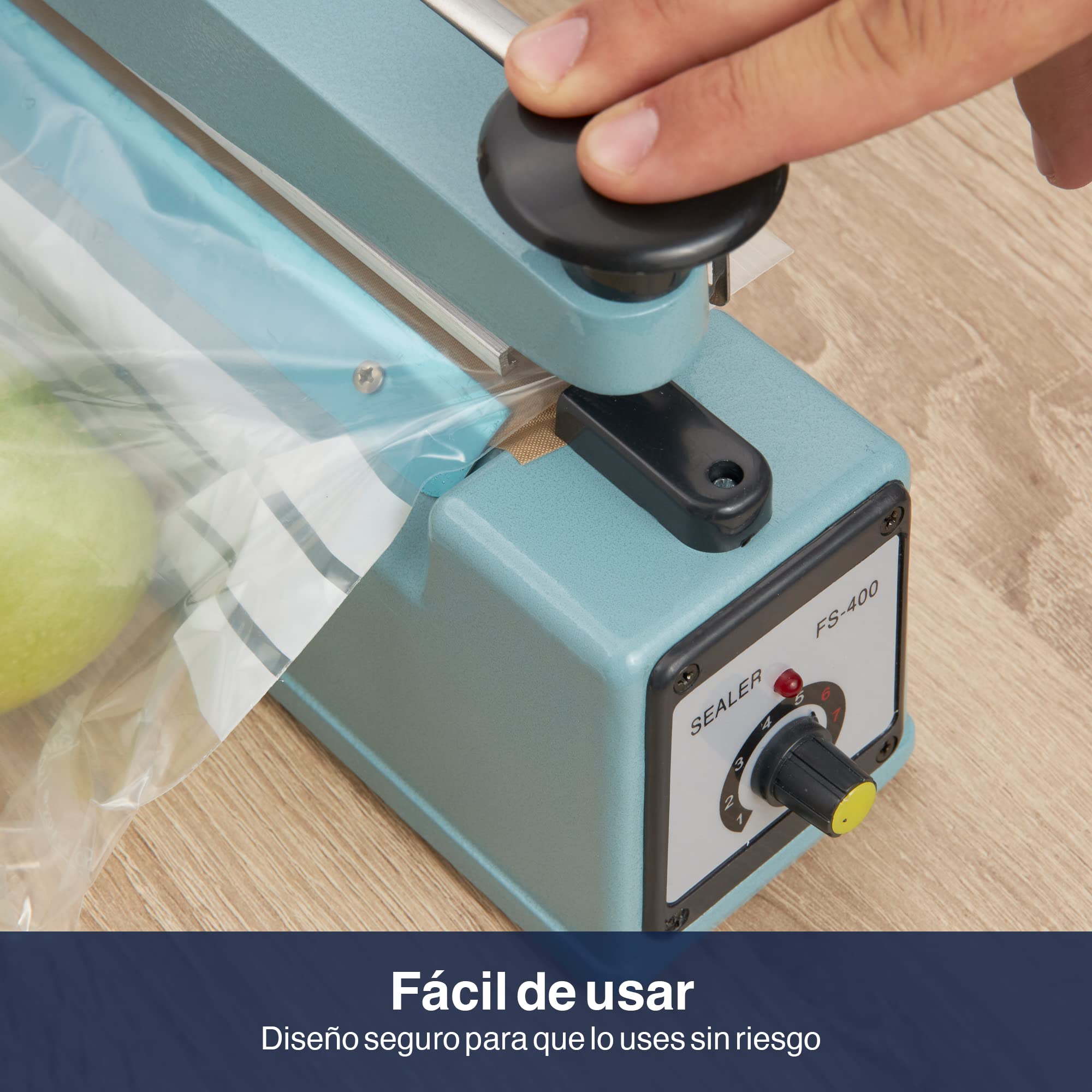 Precifilm Sellador de Bolsas de Plástico - Máquina Selladora Térmica Profesional con Cortador para Sellado de Bolsas de Plástico y Envasado de Alimentos - Selladora de Bolsas Portátil (40 cm)