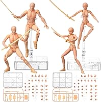 Vista 1 de Meooeck 4 Juegos de Figuras de Acción Modelo de Cuerpo de PVC para Artistas Maniquí de Dibujo Articulado para Pintura, Bocetos, Regalos de Beige