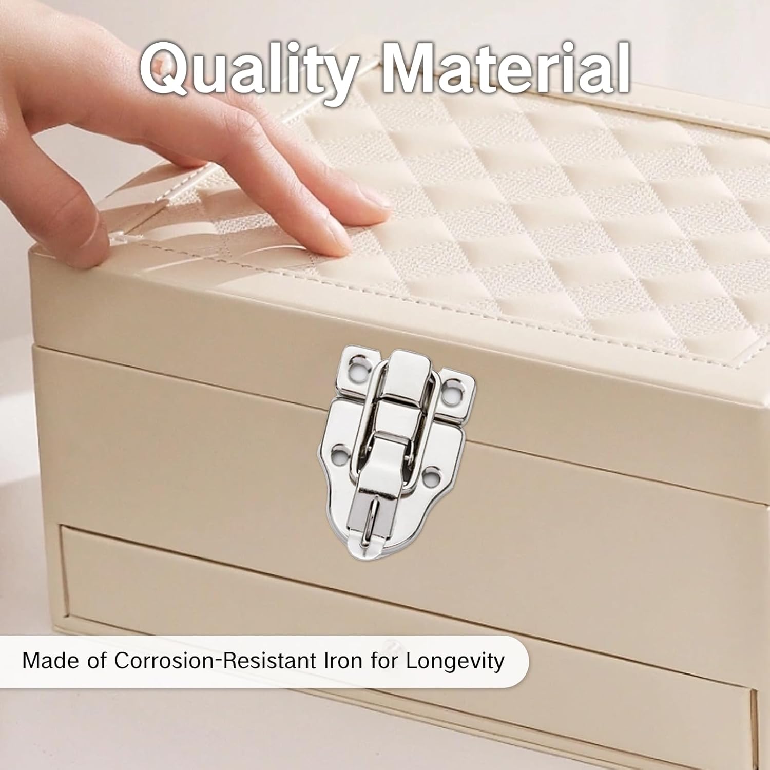 BRBASAP 4 Packs Box Latch Hasp Catch Metal Latches for Wooden Boxes Small Tool Chest Case Toolbox Durable Lock Hinge Hardware for Wood Cases Silver Duckbilled Pal Latch Lock