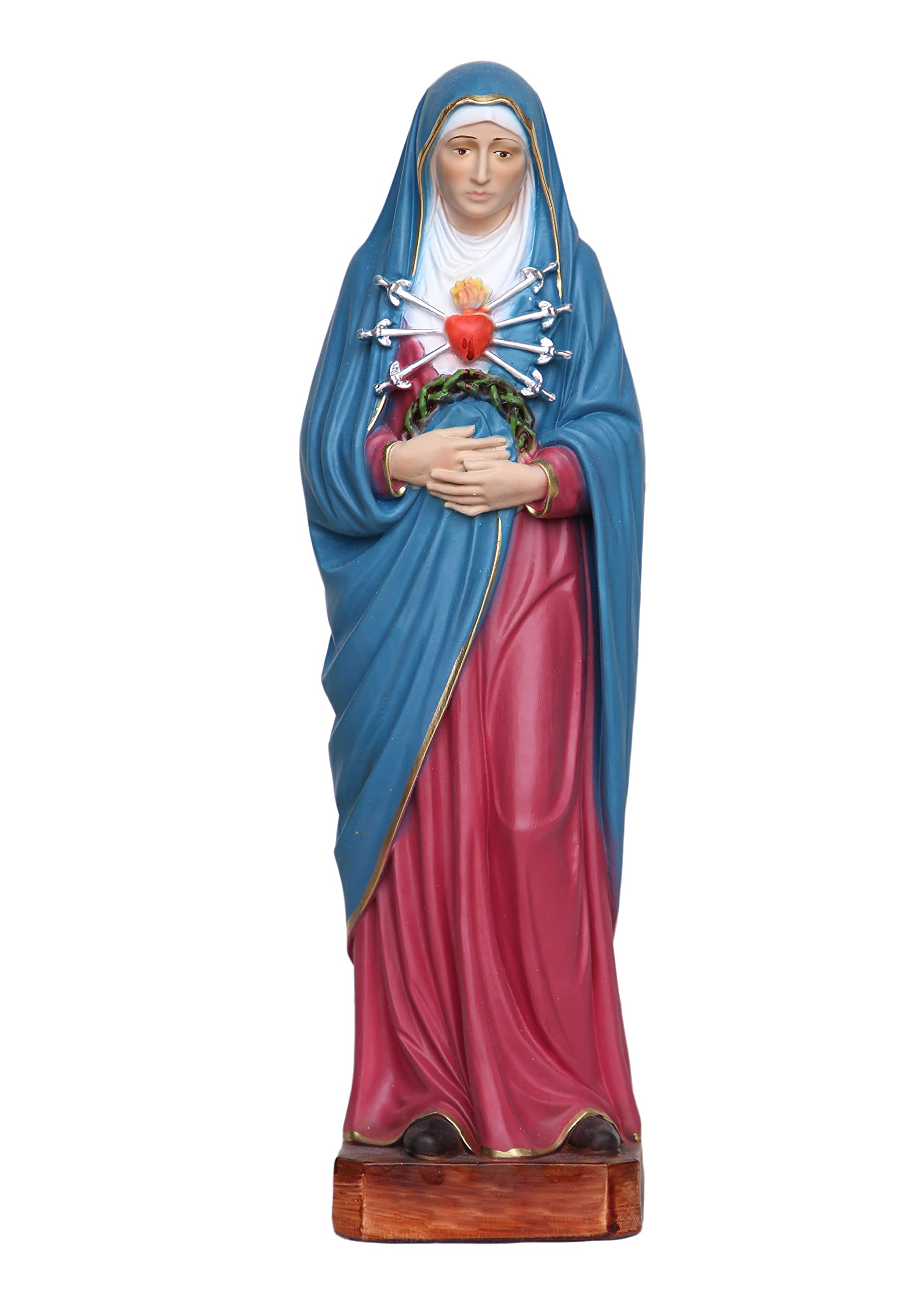 Statua della Madonna Addolorata cm 31 in resina colorata - realizzata e dipinta a mano