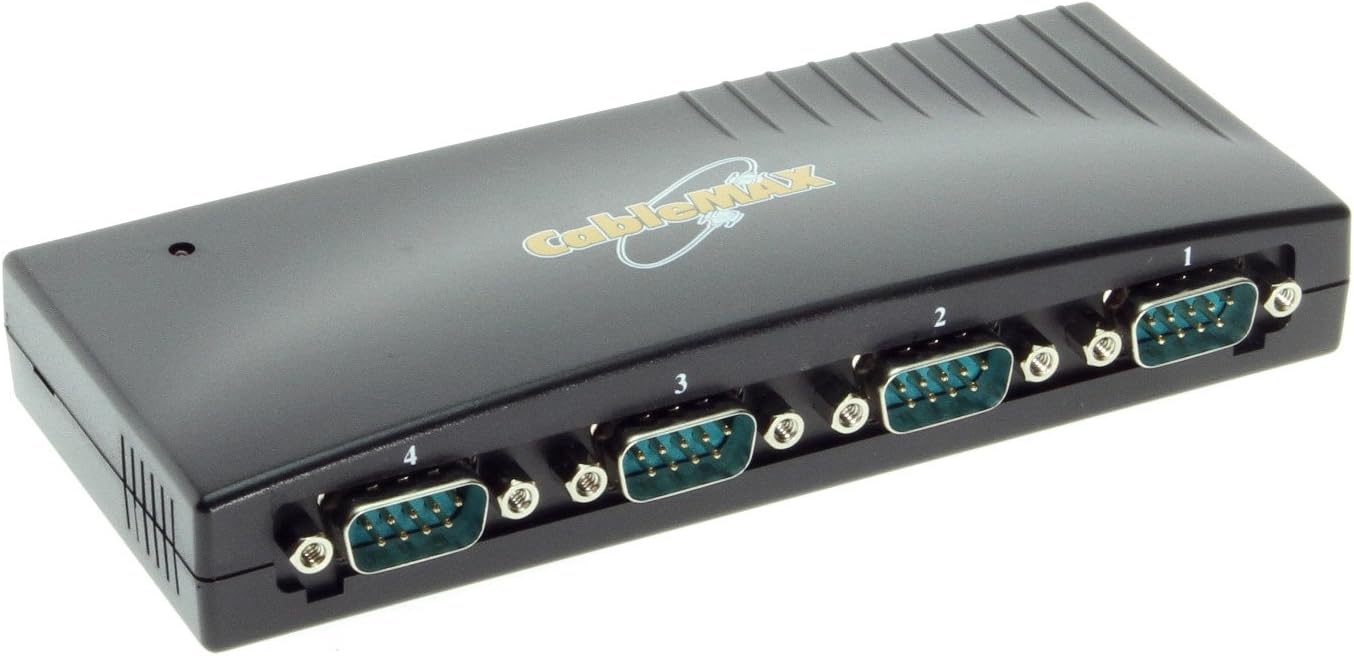 Cablemax 4-Port USB to RS-232 DB9 Serial Adapter w/Prolific Chipset
